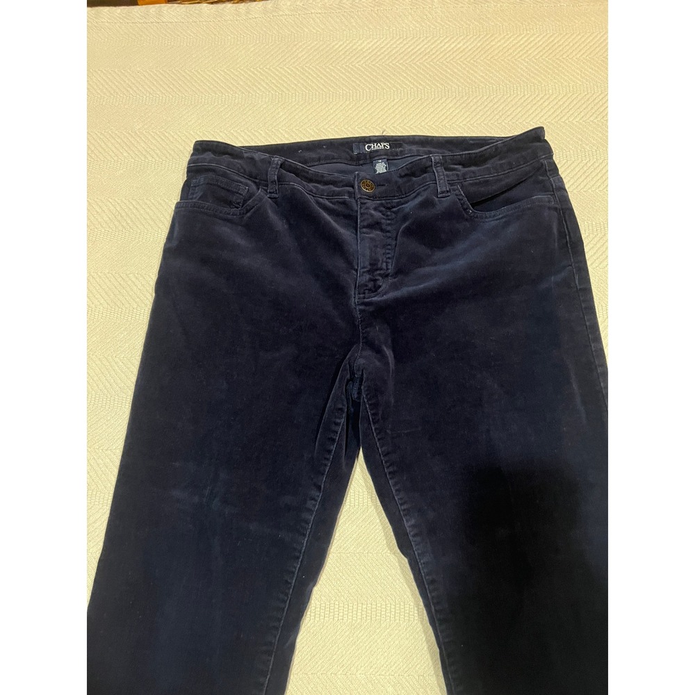 Chaps Womens Madden Straight Leg Corduroy Jeans Stretch Size 12 Navy Blue Cords